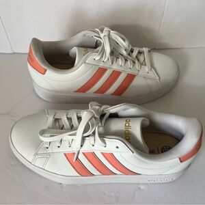Adidas Grand Court White and Pink Shoes